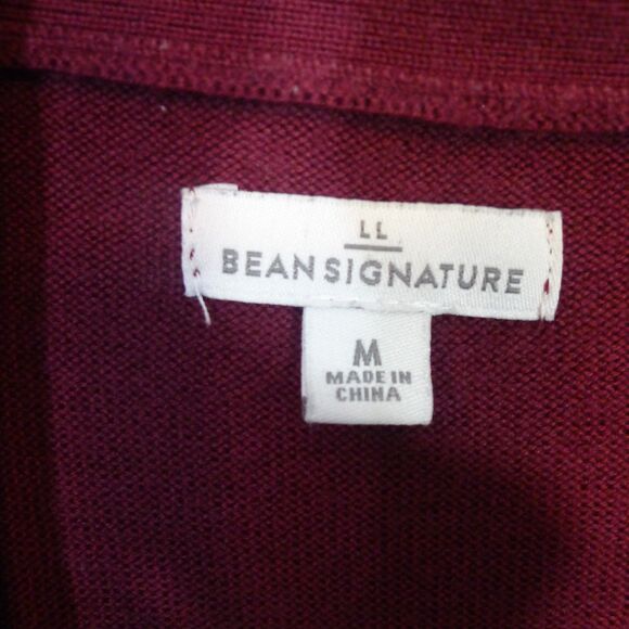 LL Bean Merino Wool Grandpa Cardigan Sweater - Burgundy M - Picture 4 of 6